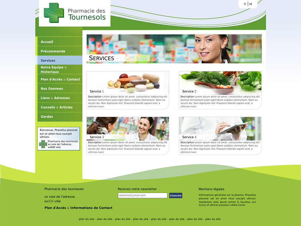 Mock-up for a pharmacy CMS